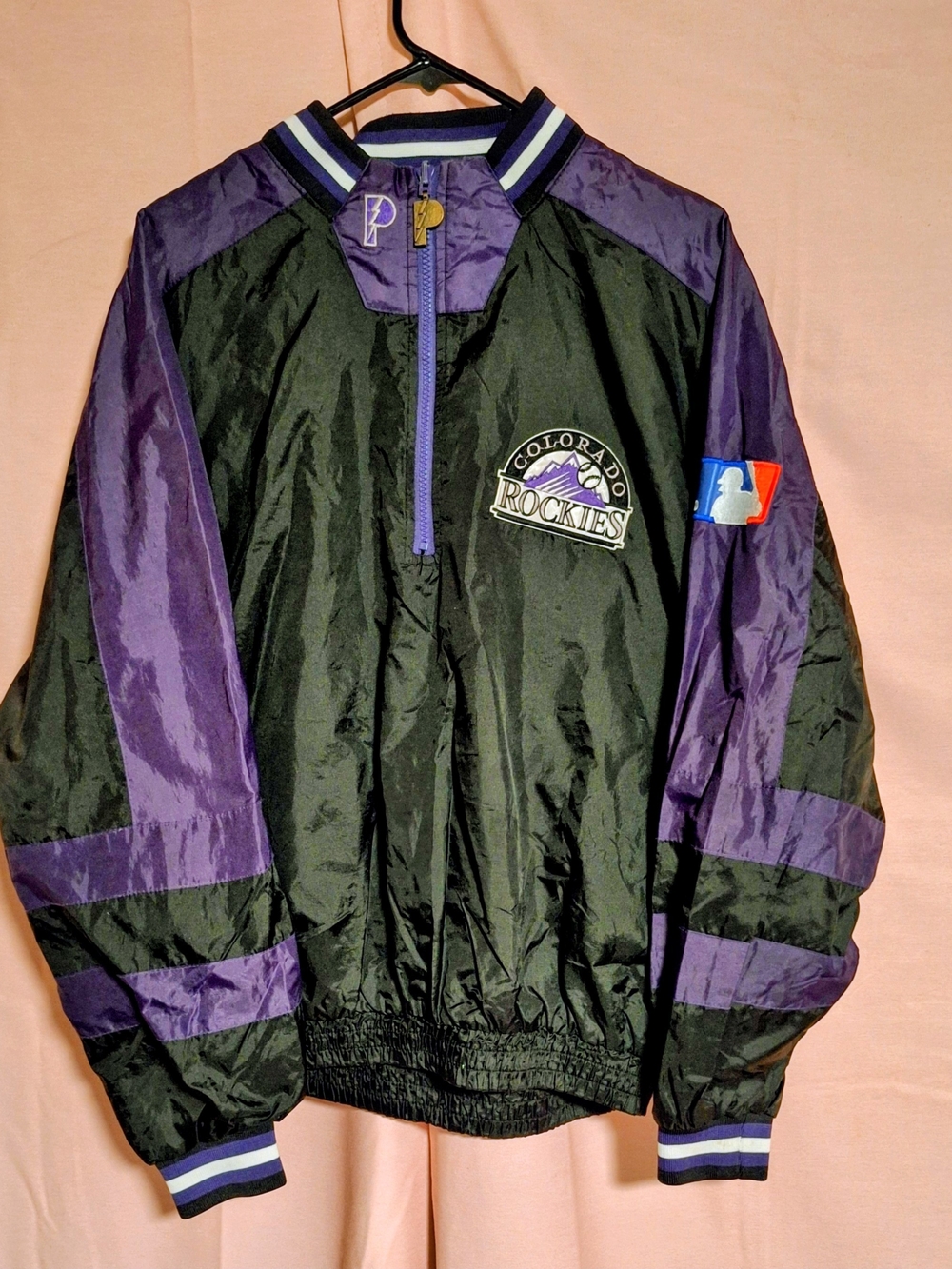 Colorado Rockies Black & Purple Pullover Jacket Size Medium